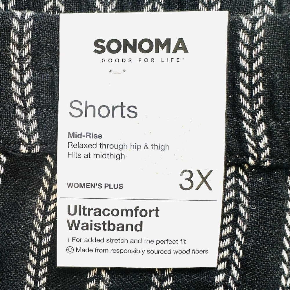 NWT SONOMA Women High Rise Pockets Ultra Waistband Striped Shorts Plus Size 3X - Picture 5 of 7